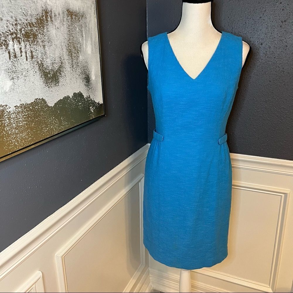 Lafayette 148 V Neck Knee Length Boucle/Tweed Dress
